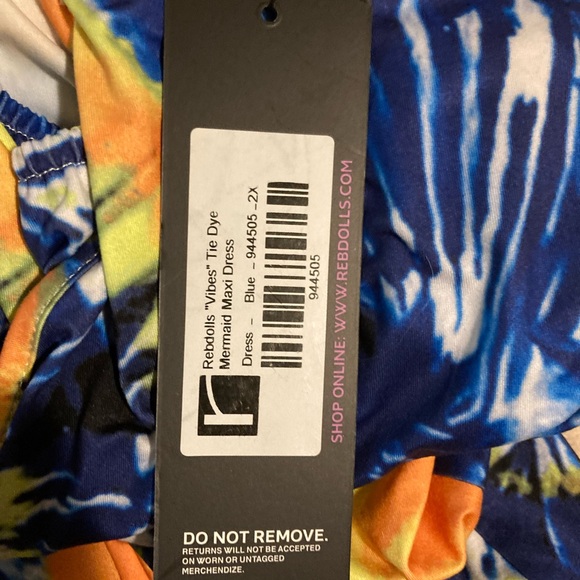 NWT Rebdolls Vibes Tie Dye Mermaid Maxi Dress with Razorback & Back Cutout - Picture 12 of 14